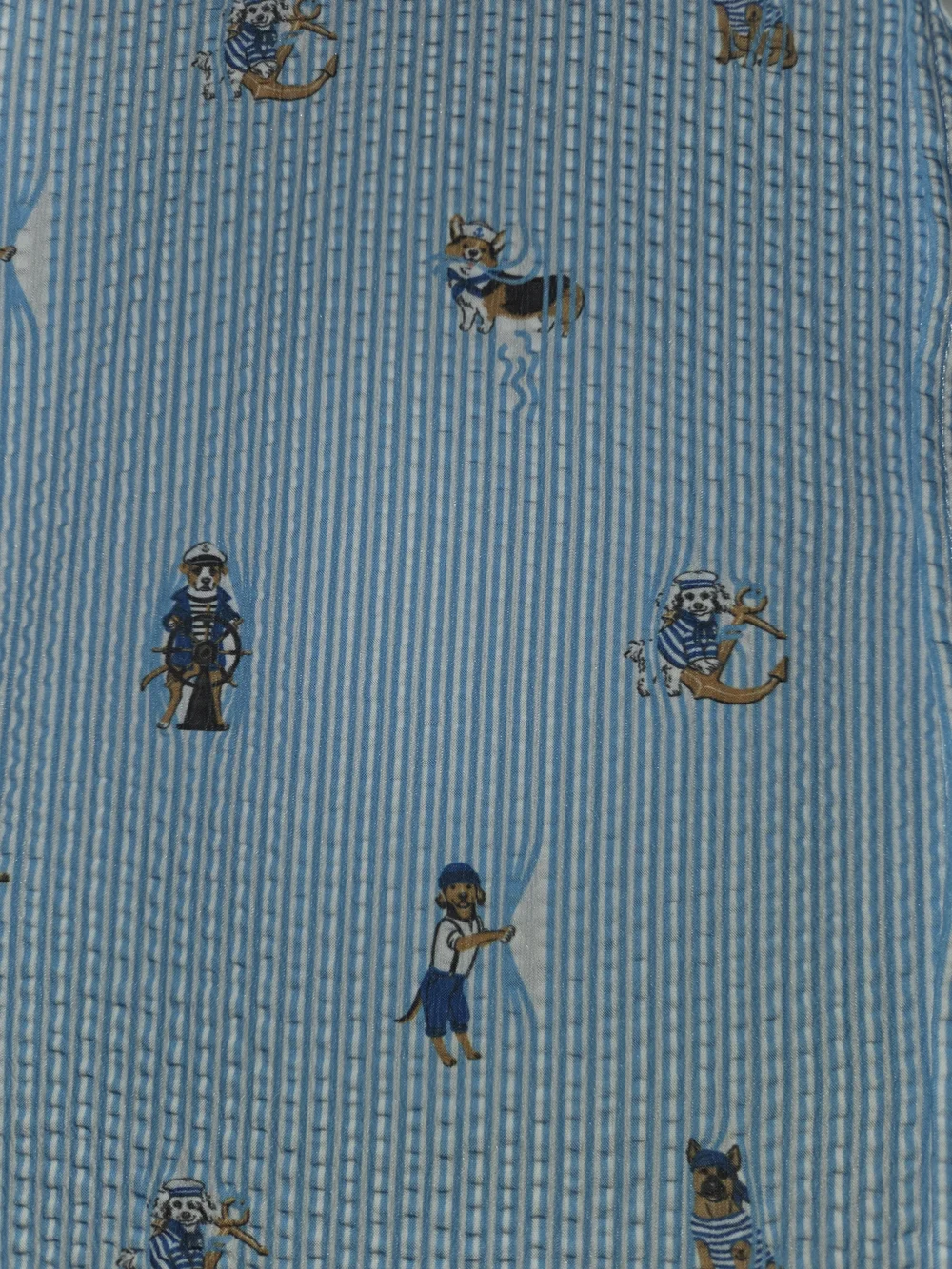 Rsvlts Seersucker Mens L nautical Dogs Blue Button Down Shirt